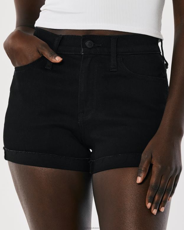 Bottoms Hollister Women High-Rise Black Denim Shorts 3\\ 48820466 Black